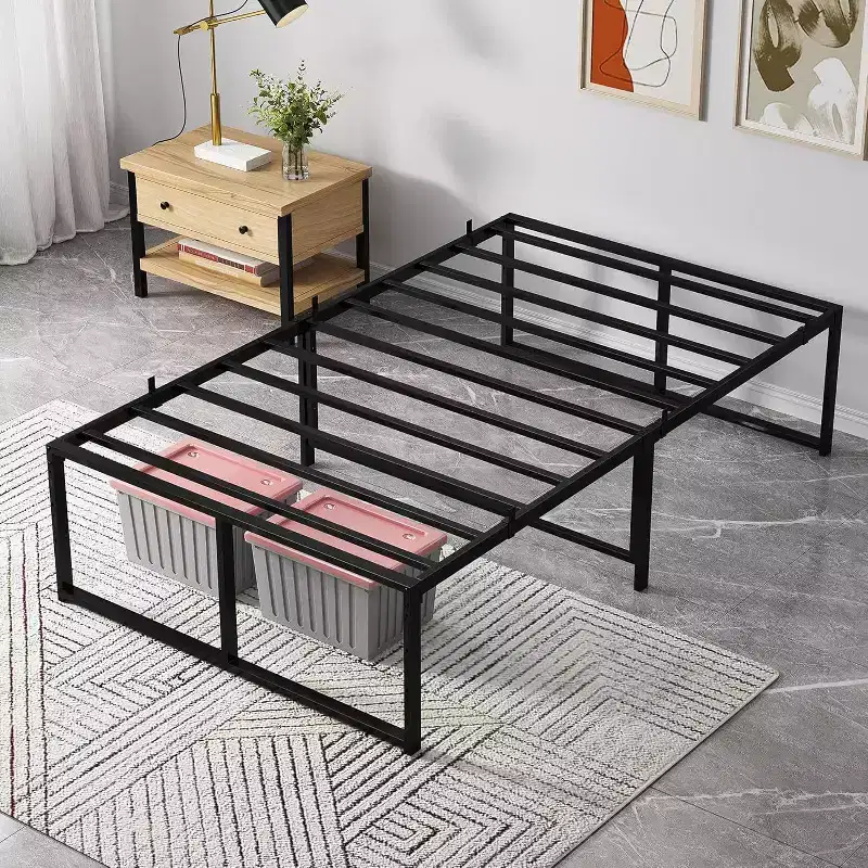 14 Inch Metal Full Bed Frame, Heavy Duty Platform, Sturdy Steel Slats, Mattress Foundation, No Box Spring Needed, Easy Assembly, Noise Free, Black