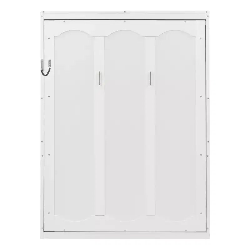 Full/Queen Murphy Bed with Built-In Shelves White/Gray