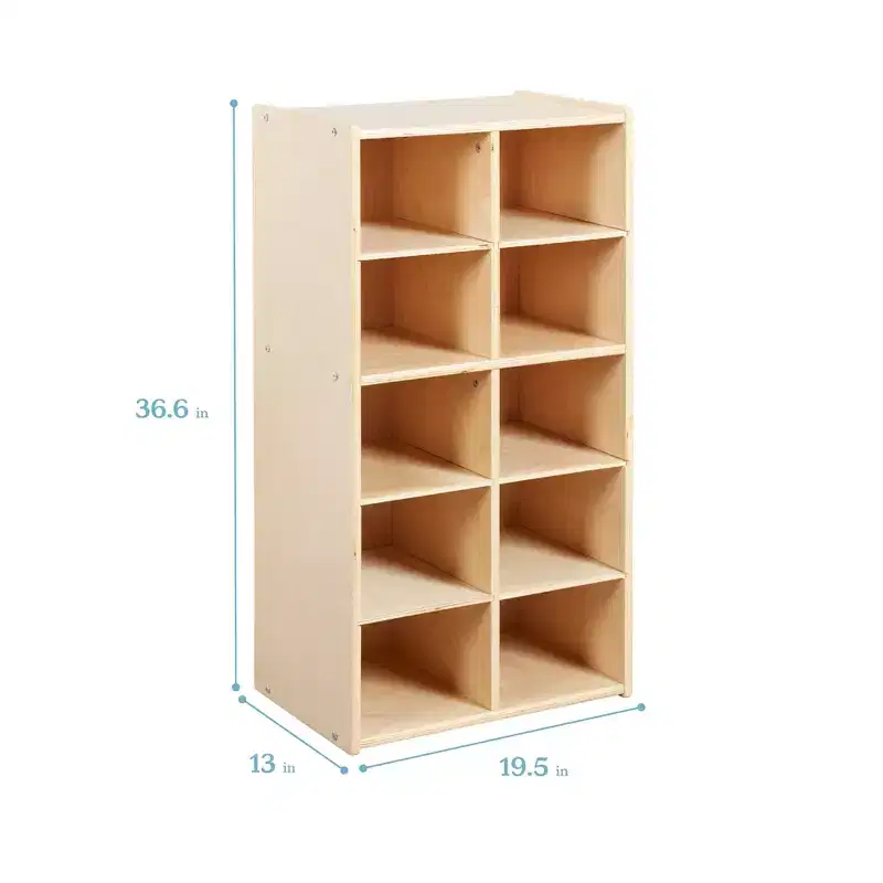 10 Cubby Tray Cabinet with Scoop Front Bins, 5x2, Kids Furniture