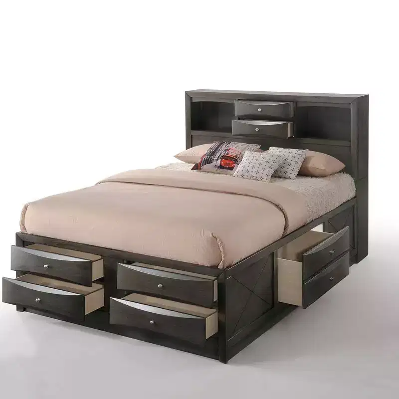Acme Furniture 91" Queen Ireland Bed Gray Oak Finish