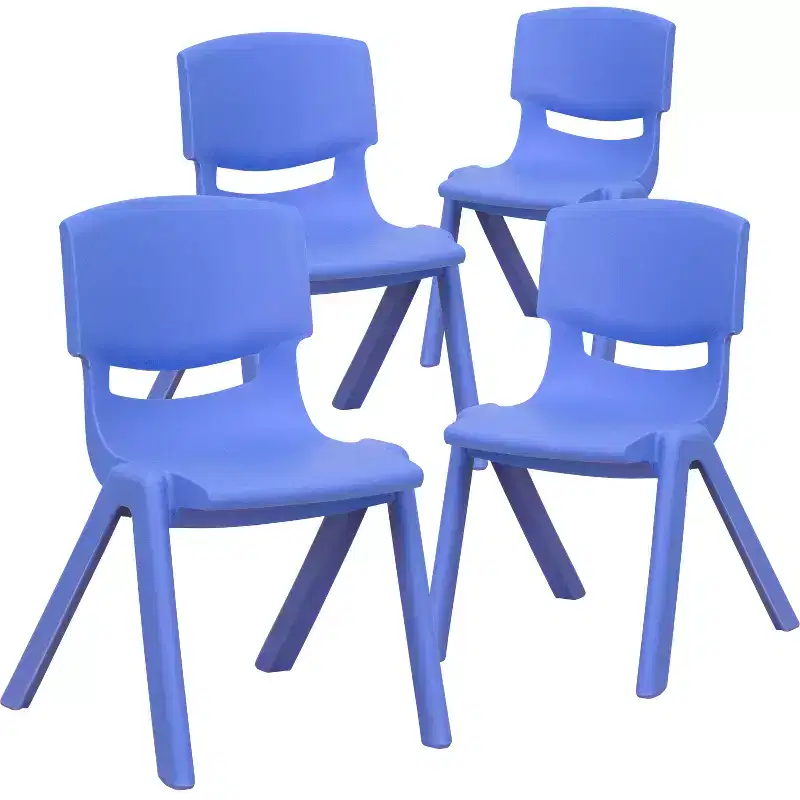 Emma and Oliver 4 Pack Plastic Stack School Chair with 12 Seat Height - Kids Chair