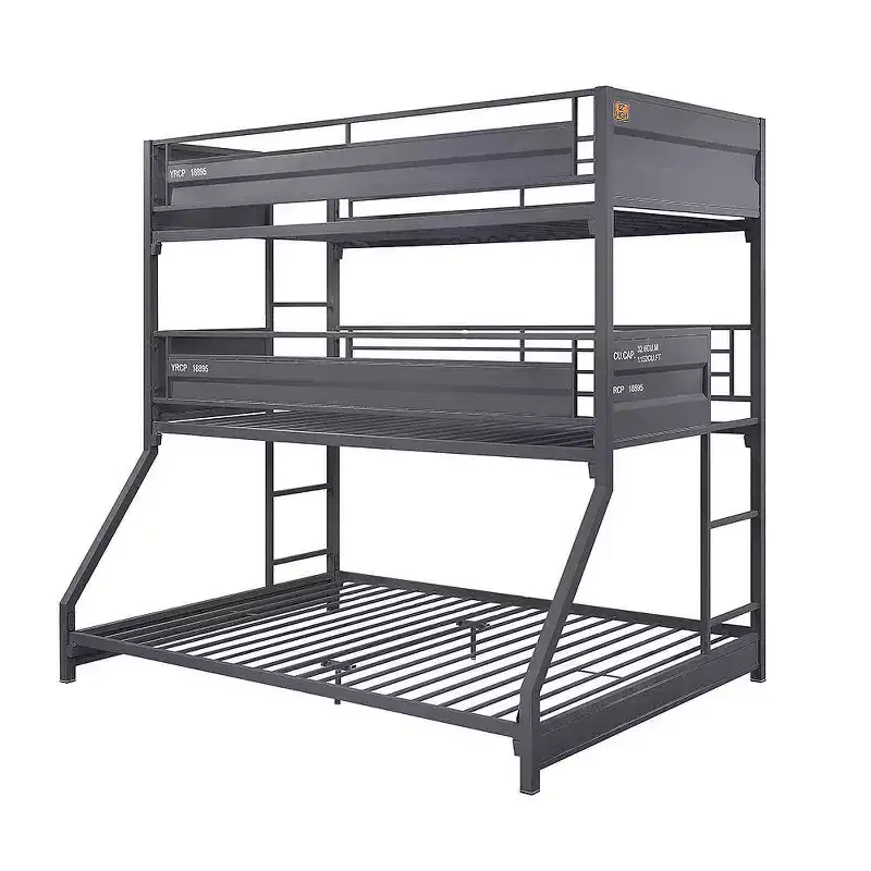 78" Twin/Twin/Full Triple BunkBed Cargo Loft, Metal Frame & Ladders - Acme Furniture