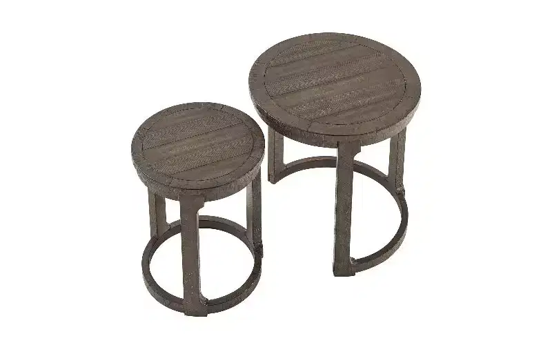 TUYOHW 2-Piece Staggered Height Round Coffee Table Set, Solid Wood & MDF Center Table, Artistic End Table Curved Side Table for Living Room Bedroom