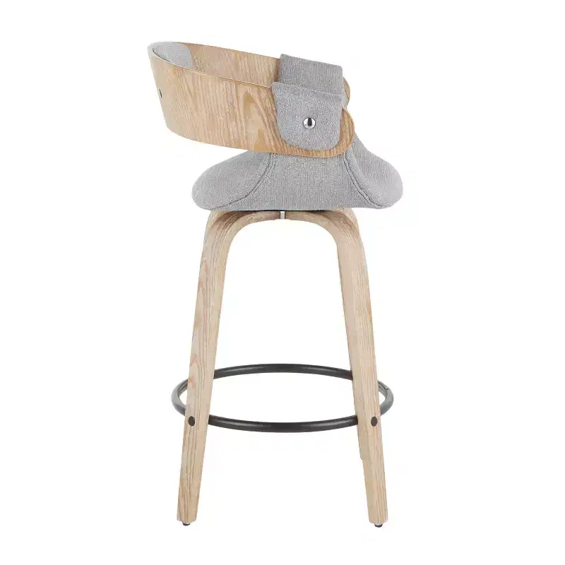 Set of 2 Upholstered Counter Height Barstools Gray/White Wash