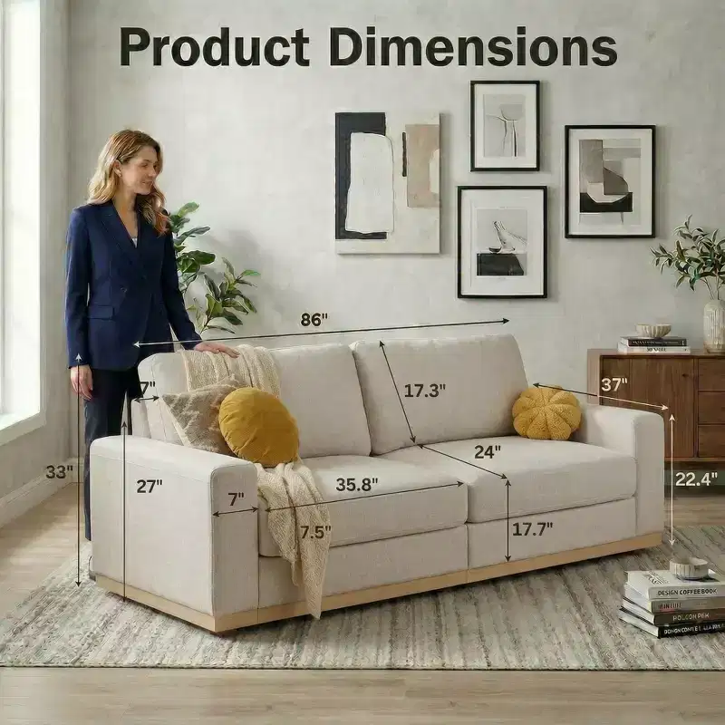 Dronery 86 Modern Loveseat Sofa for Living Room,PU Leather 2 Seater Deep Seat Modular Sofa Couch,Solid Wood Frame,Spring Cushions,Easy Assembly