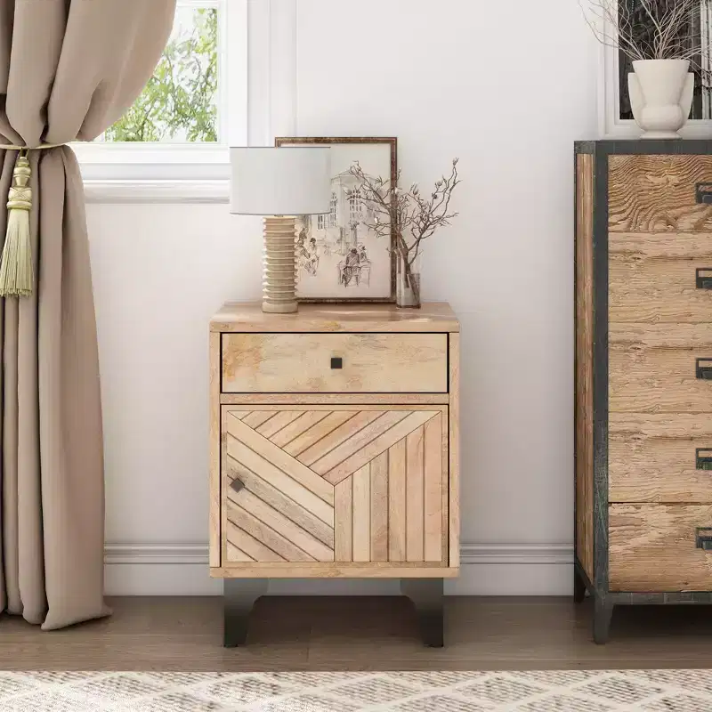 Fogmere Contemporary Nightstand with Drawer, Natural