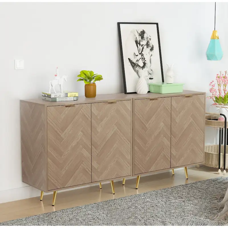 Anmytek Modern Wood 2-Door Buffet Sideboard Kitchen Accent Cabinet with Adjustable Shelf - 30.8 W x 15.7 D x 30.5 H