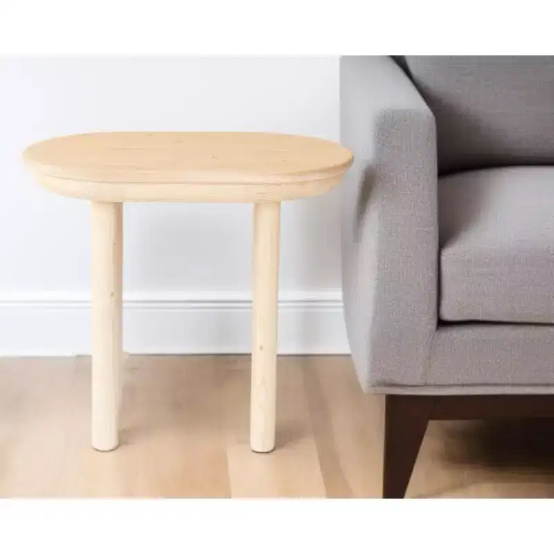 22-Inch Natural Solid Wood Oval Sled End Table