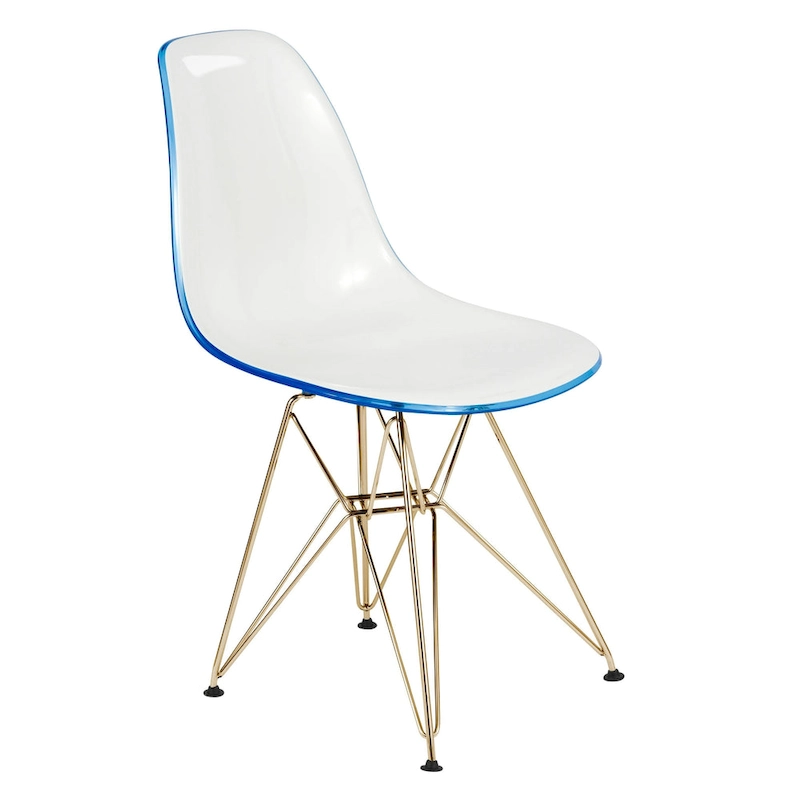 5-Piece Dining Set with 35 Round MDF Table and 4 ABS Plastic Side Chair with Gold Metal Legs