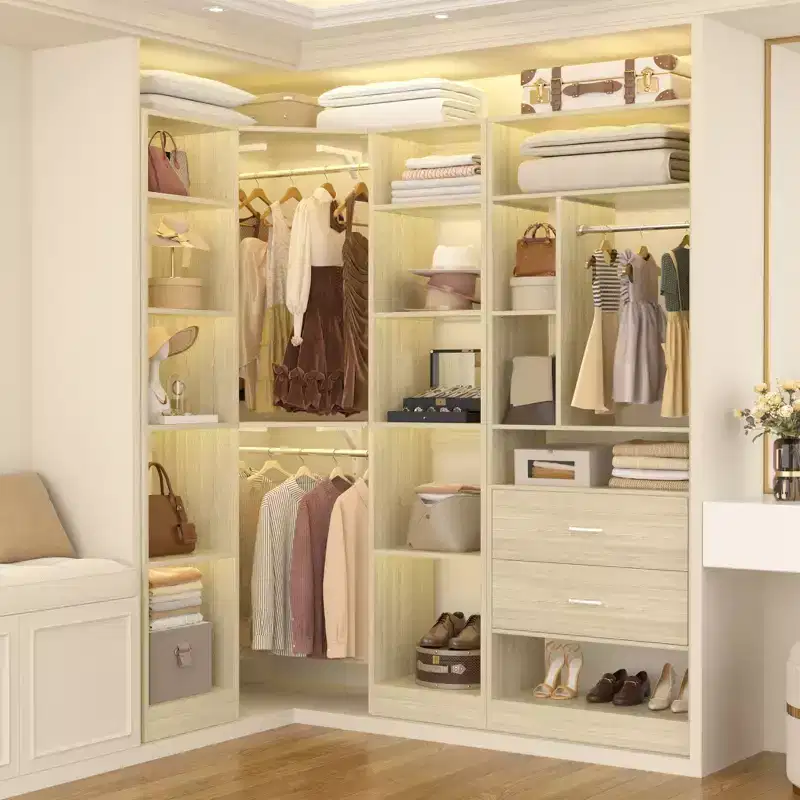Besiost Corner Closet Organizer System with 2 Drawers
