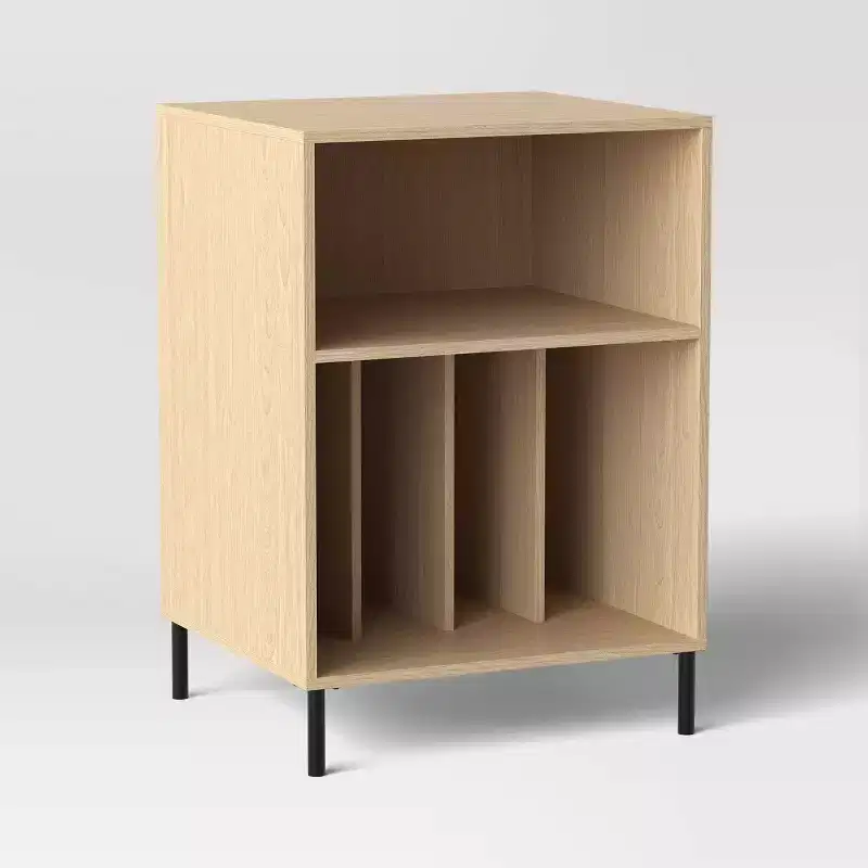 Metal and Wood Record Player Stand Natural
