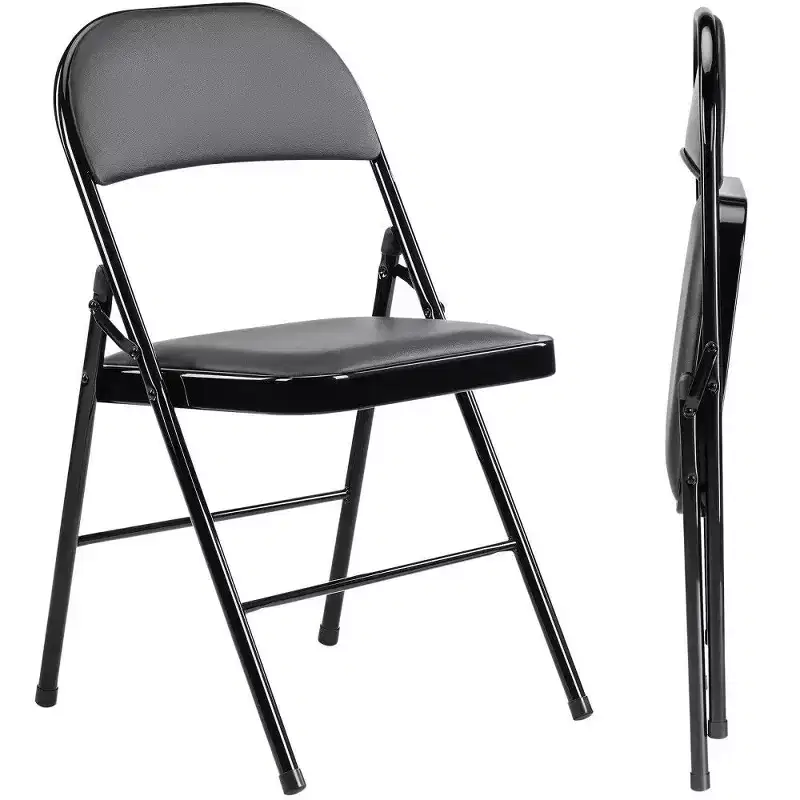TUYOHW PU Leather Dining Chair with Padded Seat & Back,Armless Folding Chairs with Metal Frame for Indoor Outdoor Events,Party
