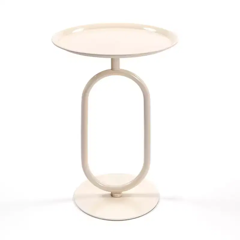 Okak Elegent Lantern-shaped End Table with Metal Frame, Round Small Table with Pedestal, Accent Table for Living Room, Small Space