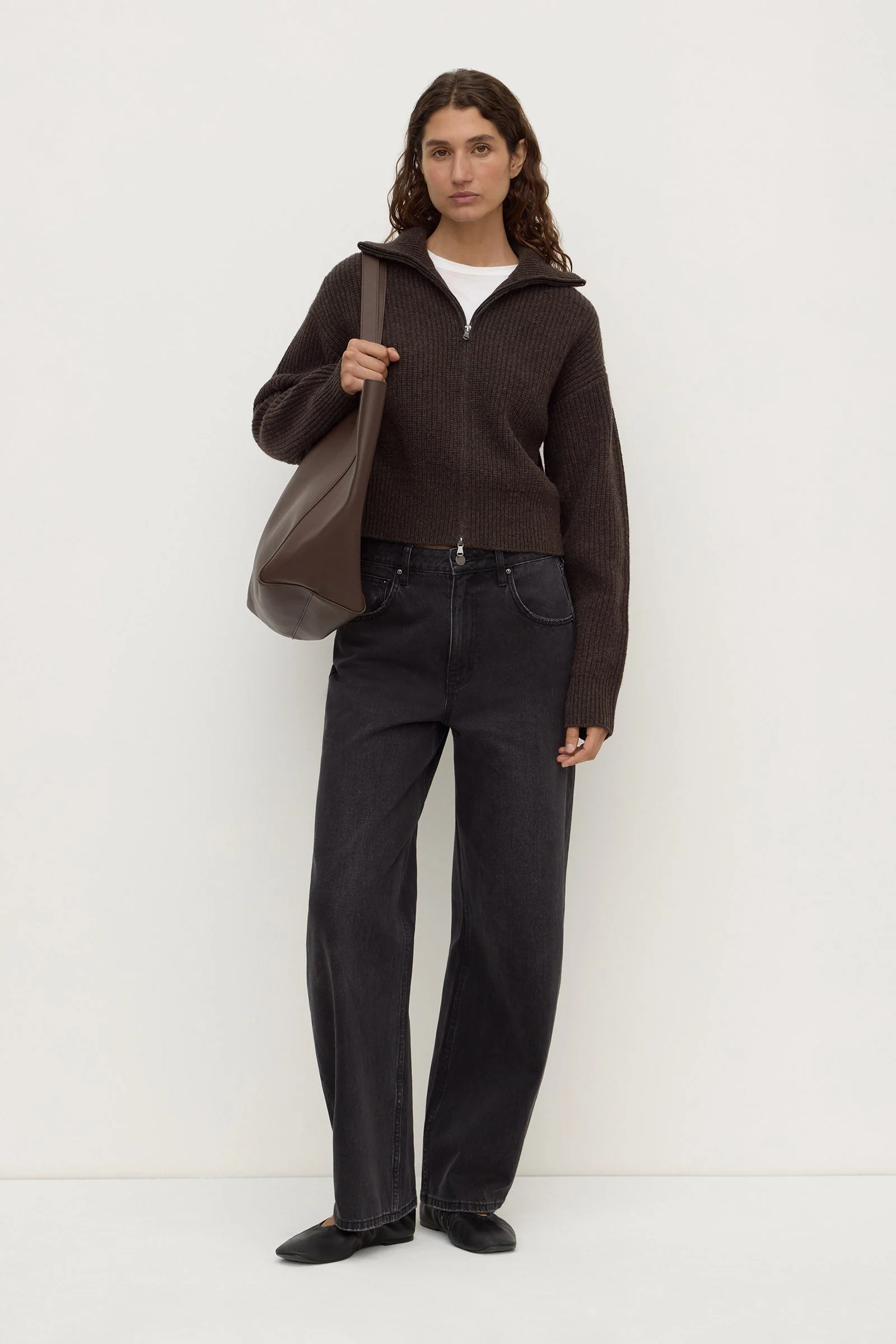 Wool Funnel Neck Zip Sweater