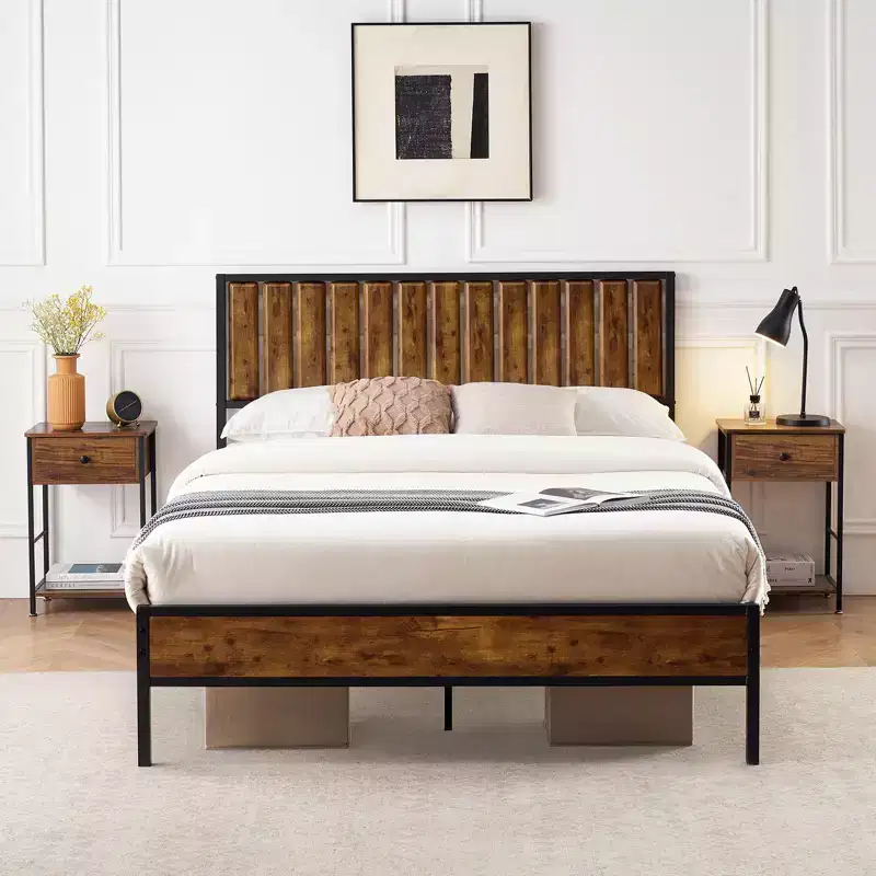 Metal Platform Bed Frame, Heavy-Duty Metal Frame with Headboard and Footboard, 12.6 of Under-Bed Storage, No Box Spring Required, Easy to Assemble