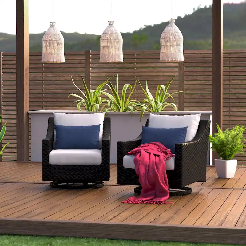 Deco 2 Piece Sunbrella Outdoor Patio Motion Club Chairs - 30W x 33D x 32H