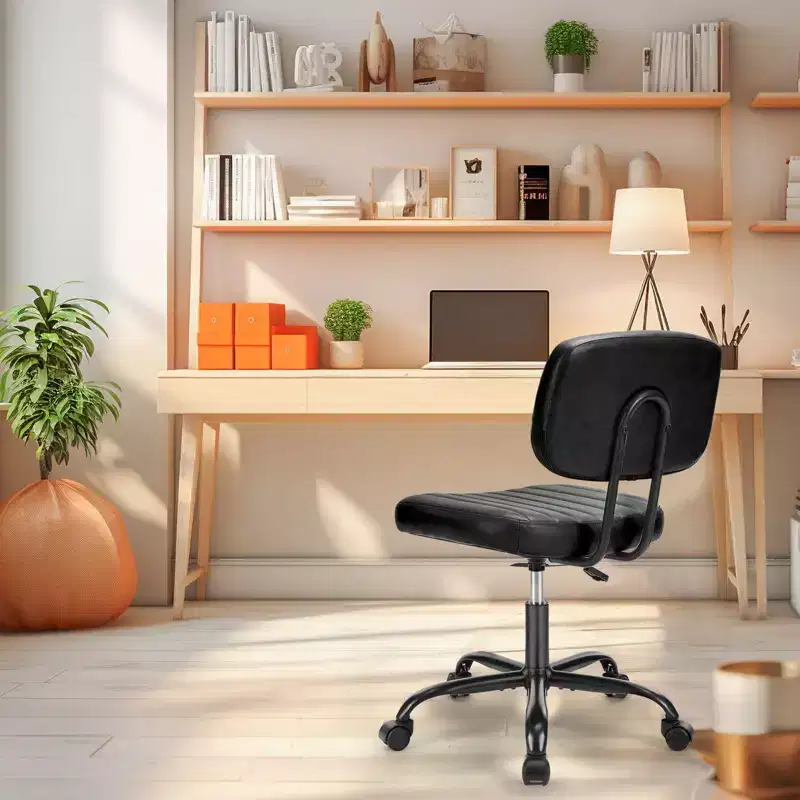 PU Leather Small Ergonomic Armless Computer Office Chair