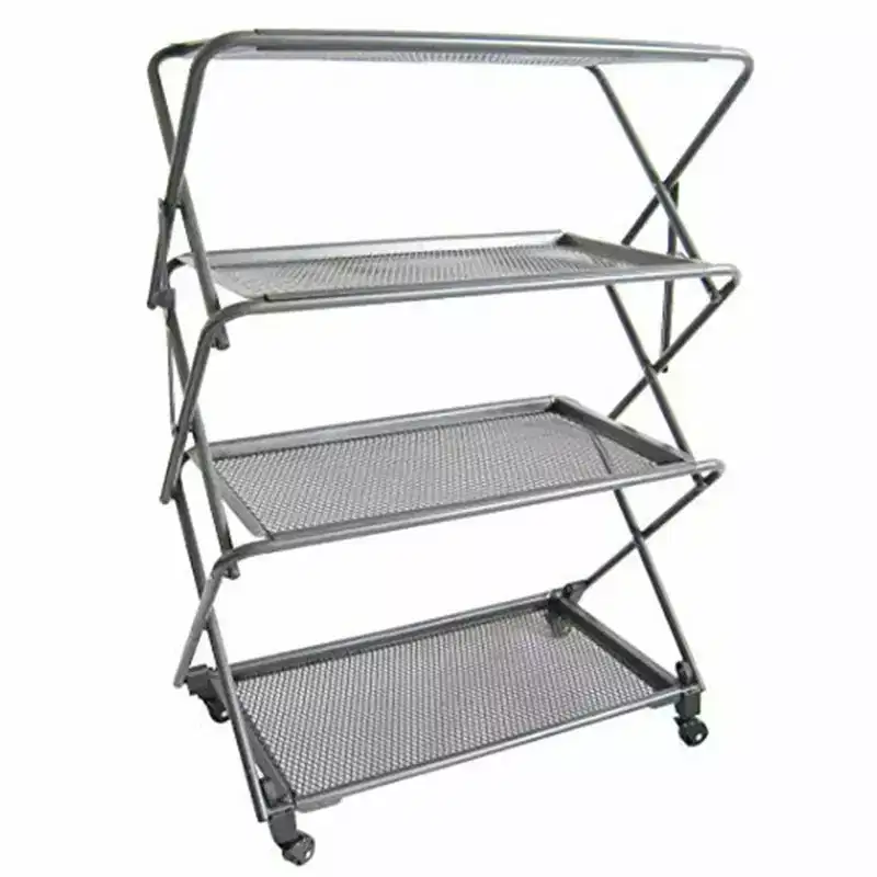 4-Shelf Folding Storage Rack with Fold-Away Wheels – 28