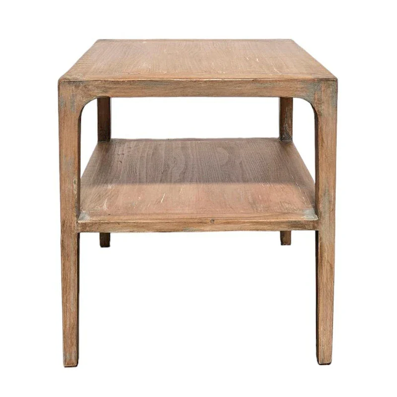 Corner End Table with Storage Shelf, Gray Pine Wood, 22