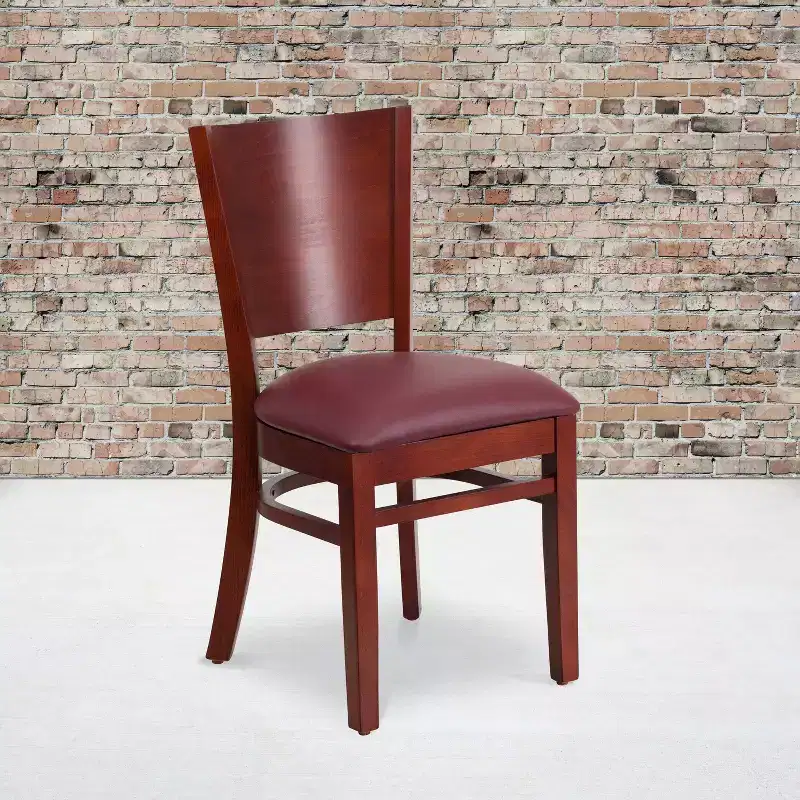 2 Pack Solid Back Wooden Restaurant Chair
