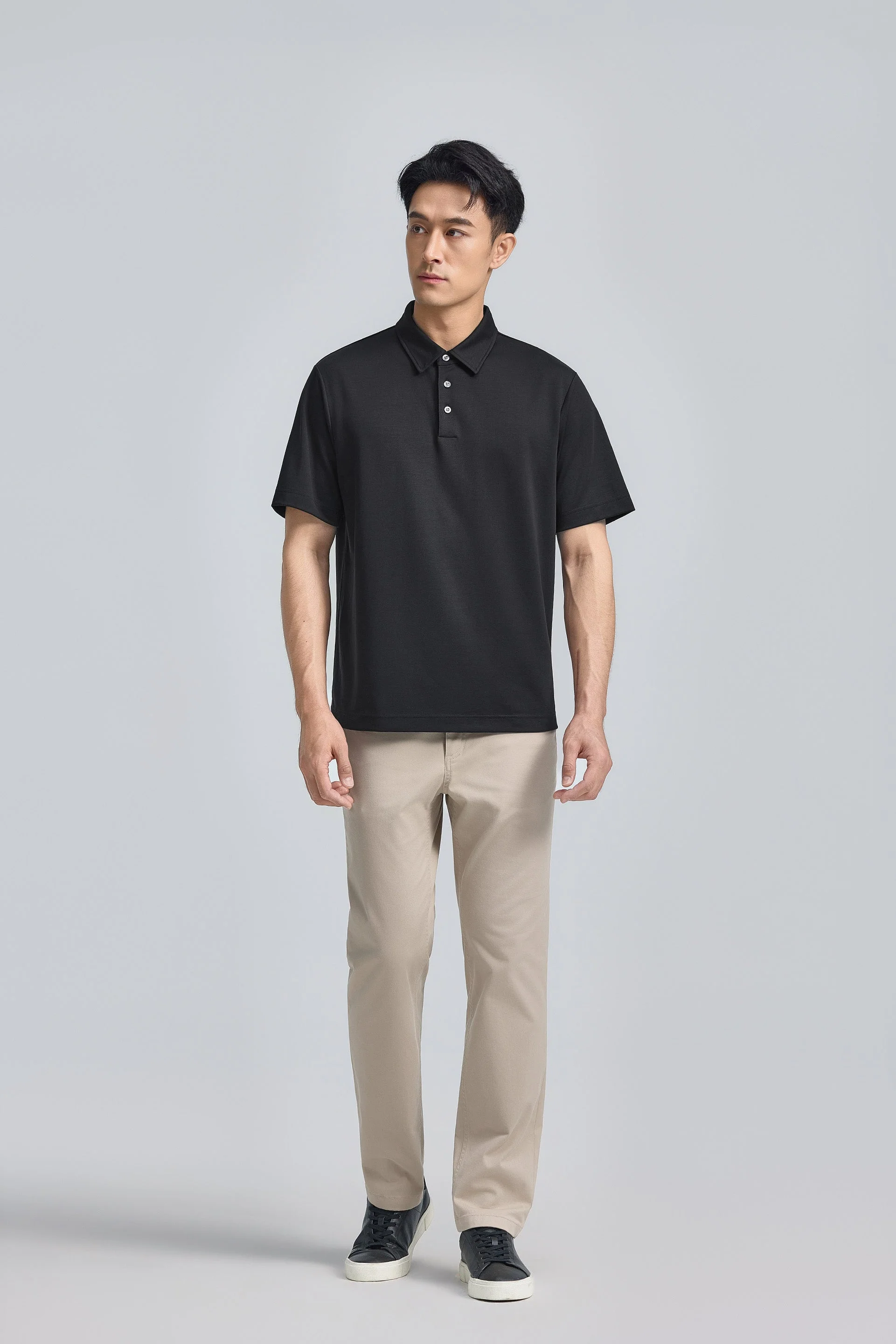 Double-Face Knit Polo – Black