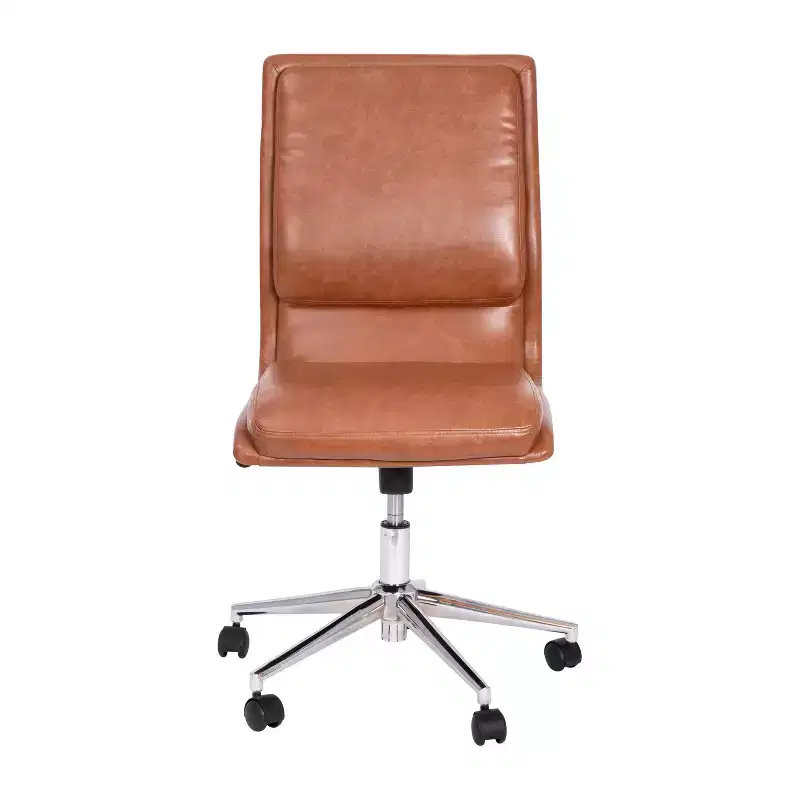 Mid-Back Armless Swivel Task Office Chair Bonded Leather Adjustable Metal Base