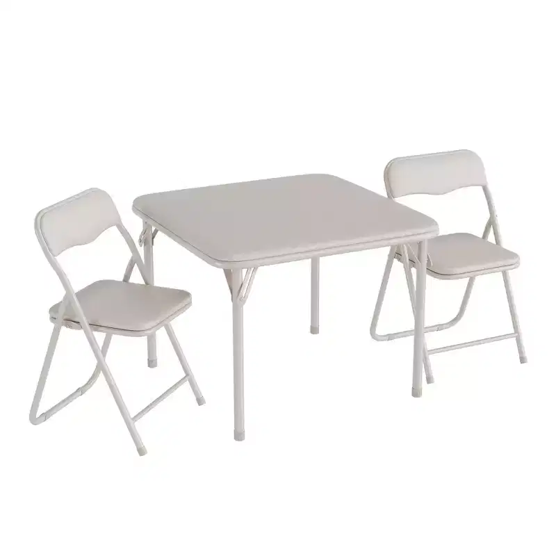 Set of 3 Folding Table and Chair with PU Upholstered - Perfect for Eating, Reading, and Playing