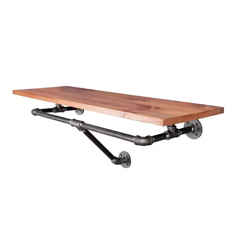 Pipe Decor 24 in. Wall Mounted Clothing Rack with Wood Shelf, Sunset Cedar