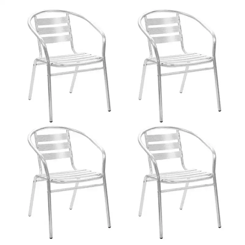 vidaXL Stackable Patio Chairs Outdoor Chair with Triple Slat Back Aluminum