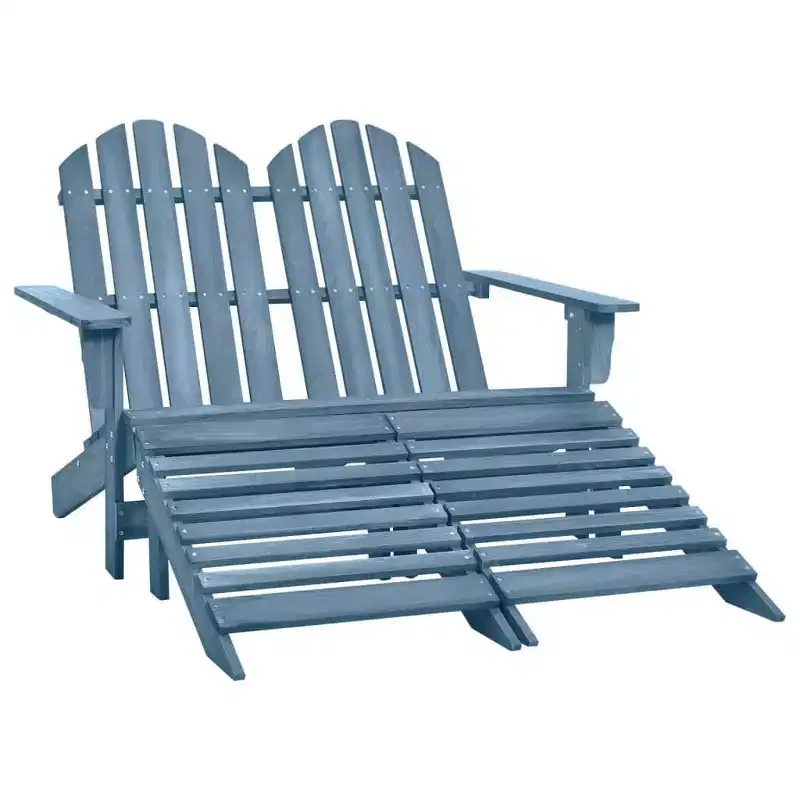 vidaXL 2-Seater Adirondack Chair with Ottomans - Solid Fir Wood - Multiple Colors
