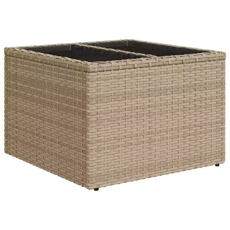 vidaXL Garden Table Black PE Rattan, Powder-Coated Steel, Tempered Glass