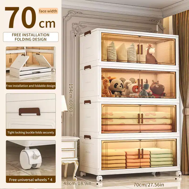 4/5/6 Tier Stackable Collapsible Lidded Storage Bins with Wheels | For Clothes, Sweaters & Towels (Closet Organization