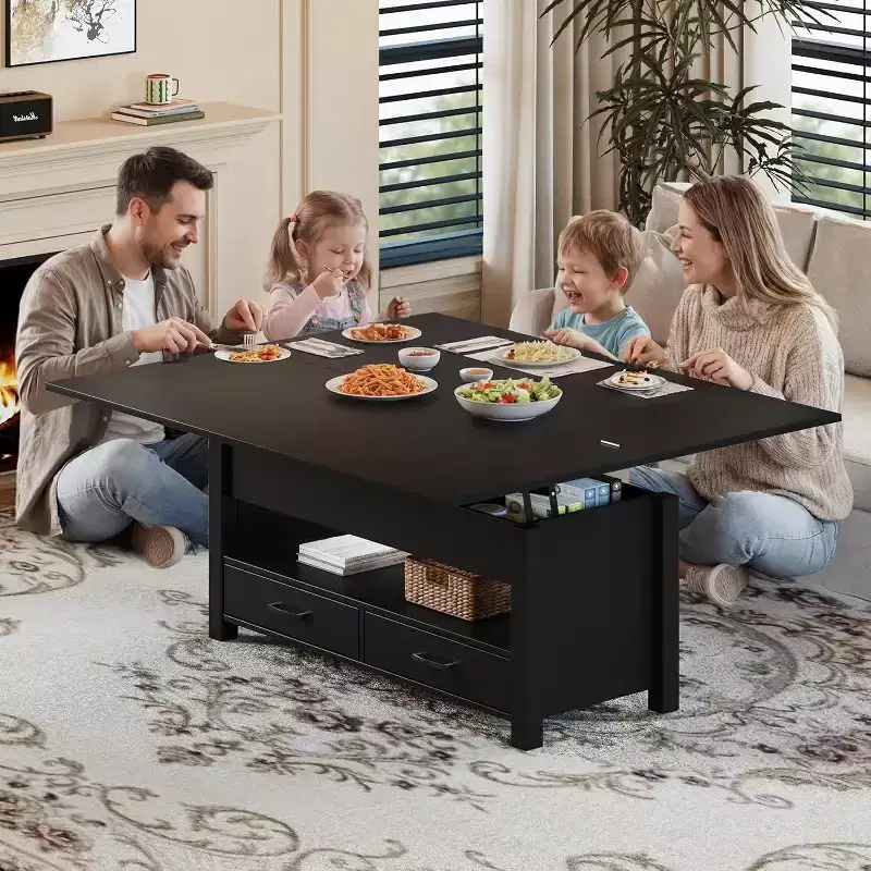 Coffee Table, 4 in 1 Convertible Lift Top Coffee Table with Storage for Living Room - 40 Storage Coffee Tables with 2 Drawers
