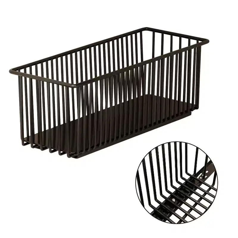 Pull Out Cabinet Organizers, 2 Pack Slide Out Basket Drawers - Heavy Duty Carbon Steel for Kitchen Bathroom Under Sink