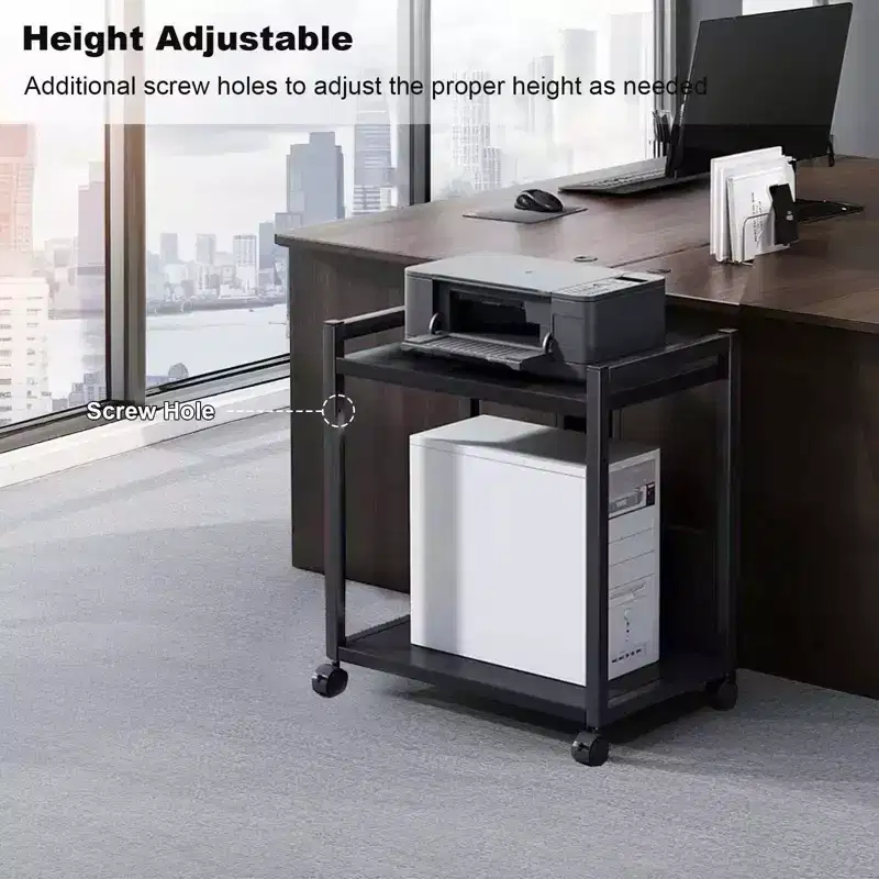 3 Tier PC Tower Stand, Height Adjustable Computer Tower Floor Stand with Wheels, Metal Computer Cart CPU Holder for Office Home Classroom