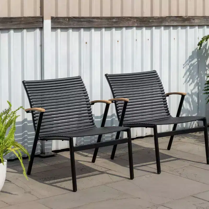Amazonia 2pc Zanzibar Outdoor Patio Accent Chair: Teak & Cast Aluminum, No Assembly Required