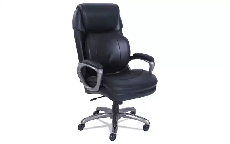 SertaPedic Cosset Big and Tall Executive Chair, Supports Up to 400 lb, 19 to 22 Seat Height, Black Seat/Back, Slate Base