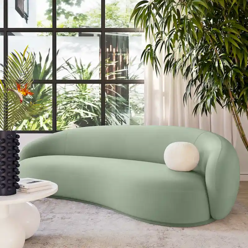 Curved Velvet Upholstered Sofa
