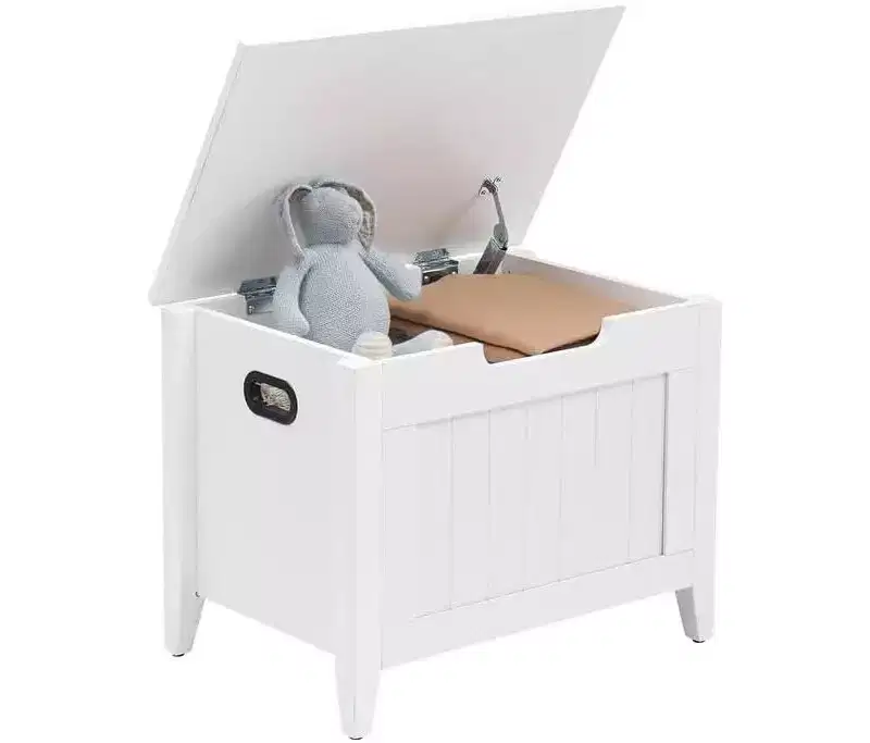 Storage Bench with Cushion, 23.6 Wooden Chest Storage Box, Flip-Top Entryway Bench with 2 Safety Hinges, Large Trunk Organizer for Living Room