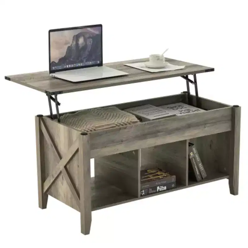 Water-washed Gray Extensible Lift Coffee Table