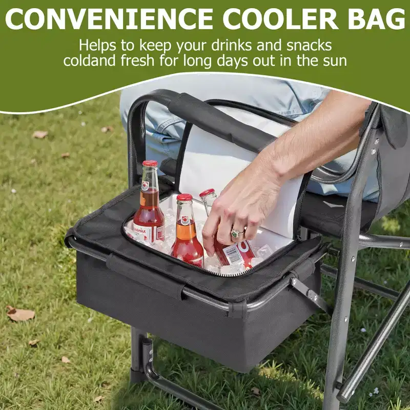 SUGIFT Extra-Wide Folding Camping Chair with Cooler Bag, Side Table & Padded Seat, 400 lbs Capacity