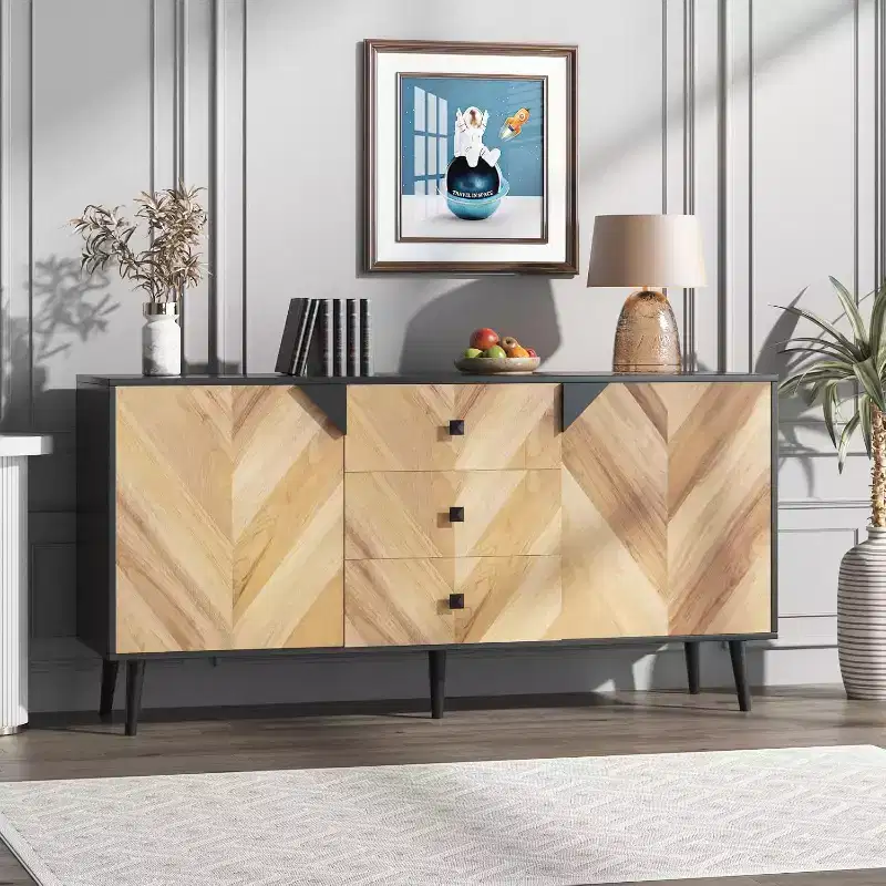 GustoWave 55.1 3 Drawer Cabinet with Adjustable Shelves and Doors with Storage