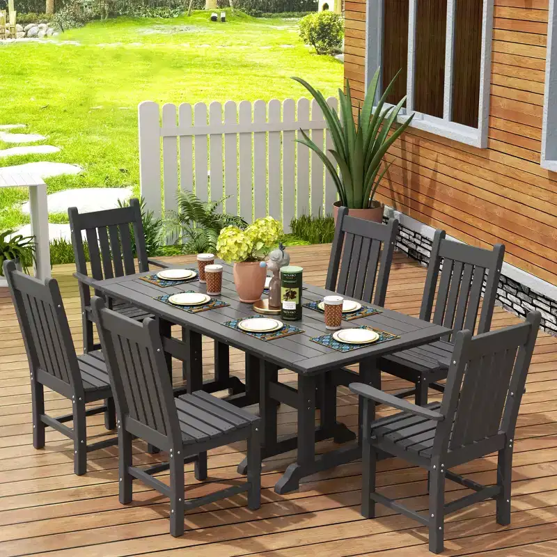 WestinTrends Malibu 7 Piece Outdoor Patio Dining Set Outdoor Dining Table with Dining Chair, Gray