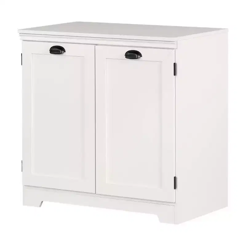 2 Door Farnel Storage Cabinet Pure White - South Shore: Farmhouse Style, Adjustable Shelves