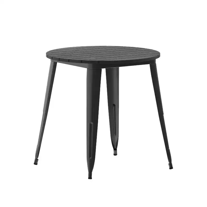 Flash Furniture Declan Commercial Grade Indoor/Outdoor Dining Table, 30 Round All Weather Poly Resin Top with Steel Base
