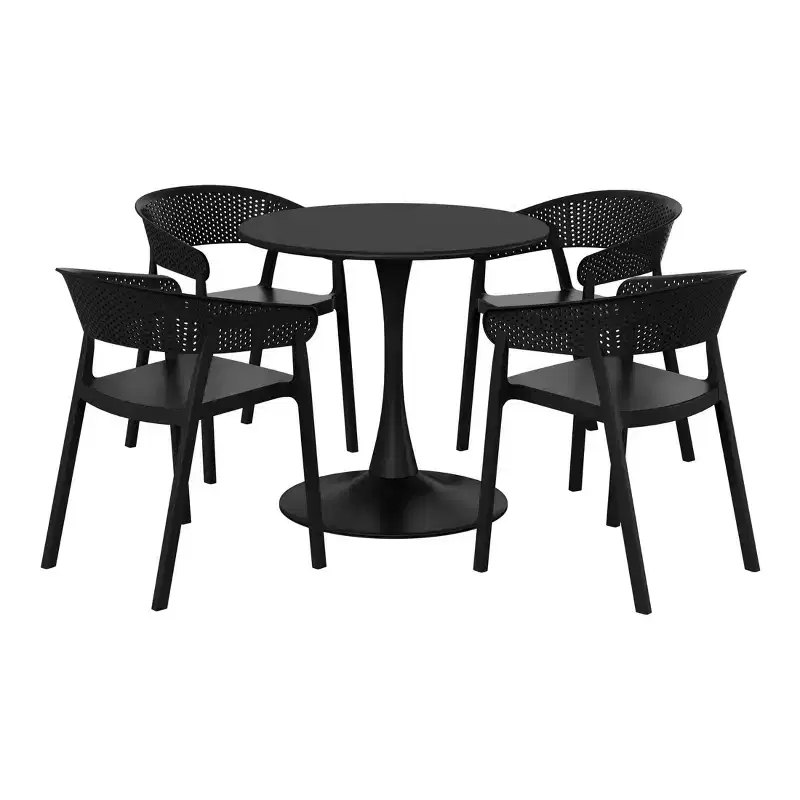 WestinTrends Playa 5-Piece Indoor Outdoor Metal Patio Dining Table Set With Stackable Patio Chairs
