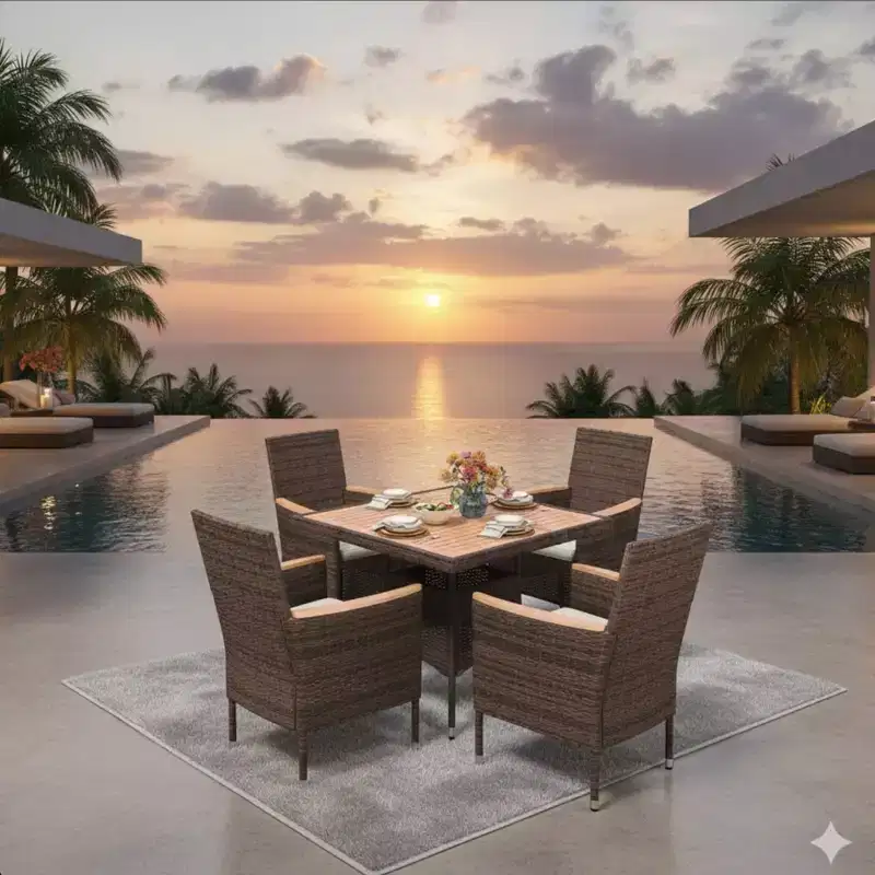 4-Piece All-Weather Rattan Patio Dining Chair