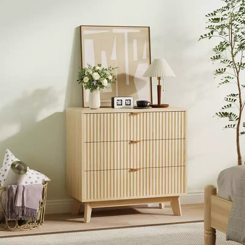 Modern Closet Dressers Chest of Drawers, Wood Storage Dresser Chest of Drawers Organizer for Bedroom Living Room Hallway Closet,Natural Oak