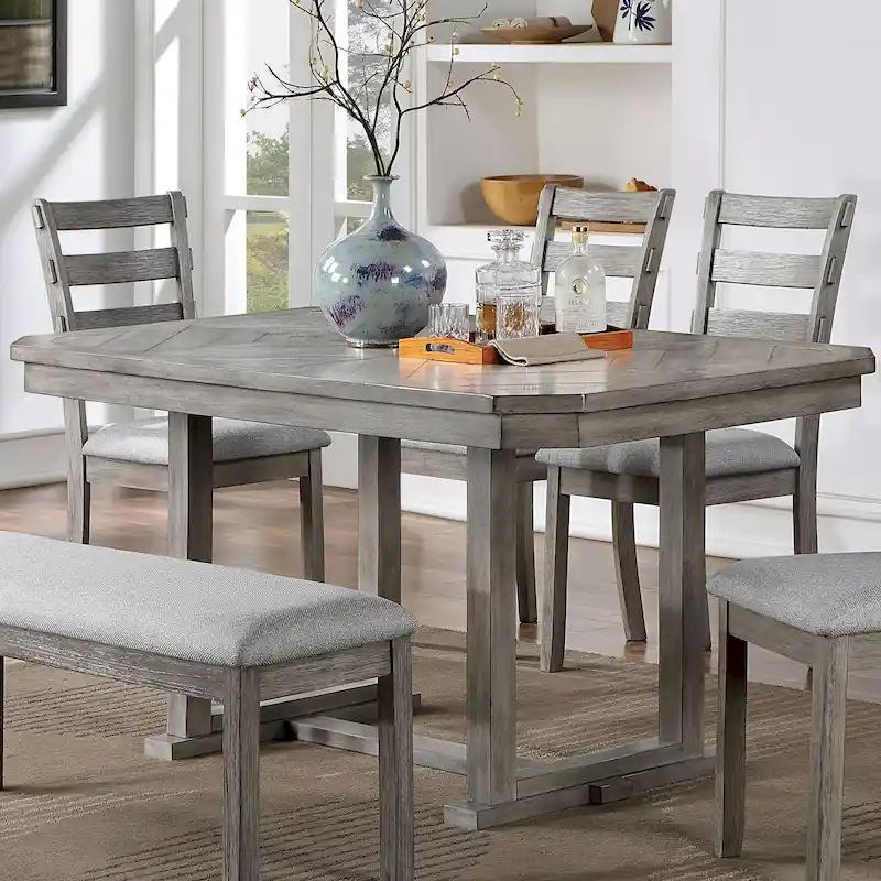 Grey Diamond Wood Top 60-inch Dining Table