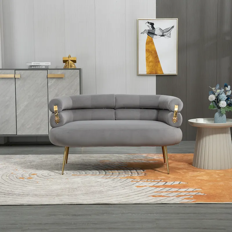 Velvet Upholstered Accent Chair with Metal Legs